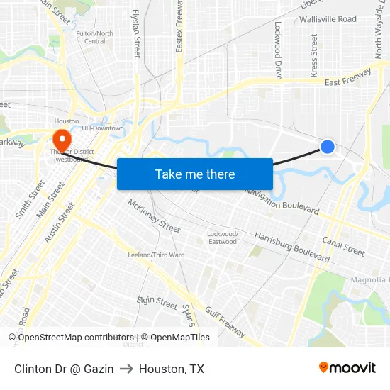 Clinton Dr @ Gazin to Houston, TX map
