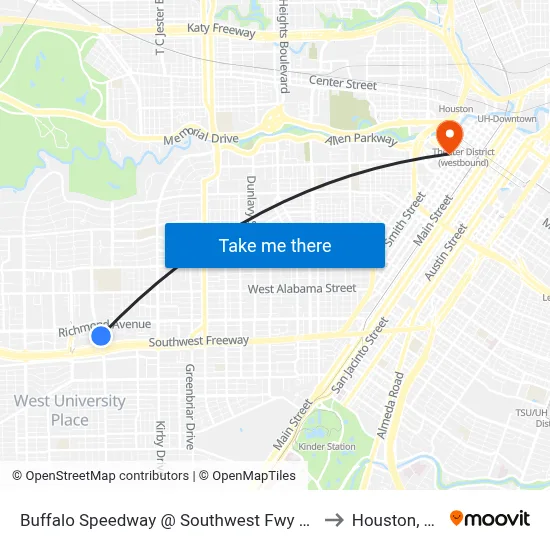 Buffalo Speedway @ Southwest Fwy MB to Houston, TX map