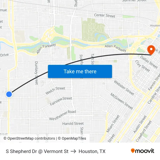 S Shepherd Dr @ Vermont St to Houston, TX map
