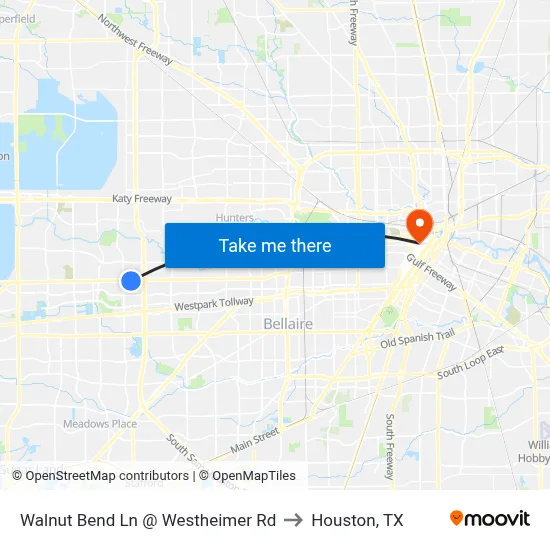 Walnut Bend Ln @ Westheimer Rd to Houston, TX map