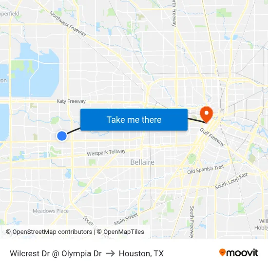 Wilcrest Dr @ Olympia Dr to Houston, TX map