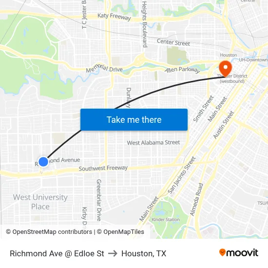 Richmond Ave @ Edloe St to Houston, TX map