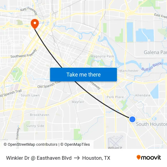 Winkler Dr @ Easthaven Blvd to Houston, TX map