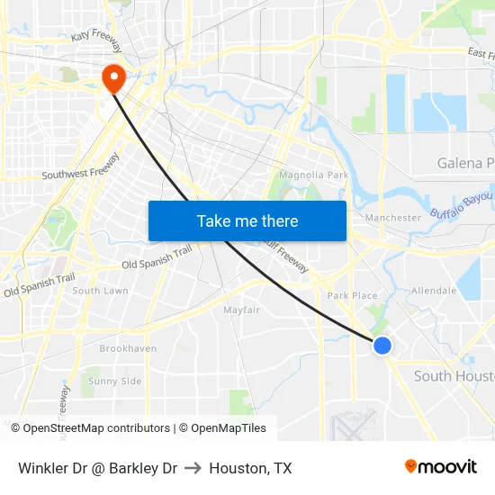 Winkler Dr @ Barkley Dr to Houston, TX map