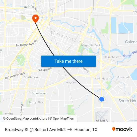 Broadway St @ Bellfort Ave Mb2 to Houston, TX map