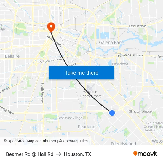 Beamer Rd @ Hall Rd to Houston, TX map