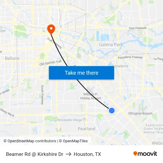 Beamer Rd @ Kirkshire Dr to Houston, TX map