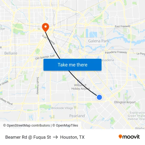 Beamer Rd @ Fuqua St to Houston, TX map