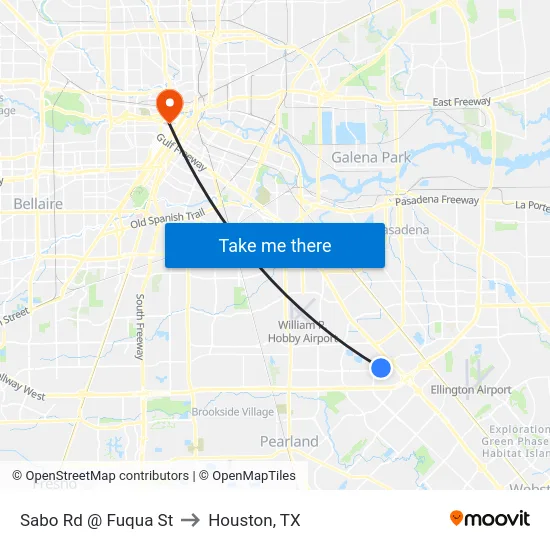 Sabo Rd @ Fuqua St to Houston, TX map