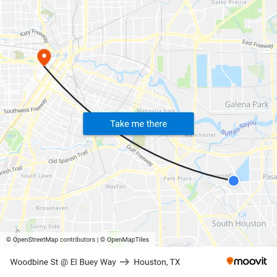Woodbine St @ El Buey Way to Houston, TX map
