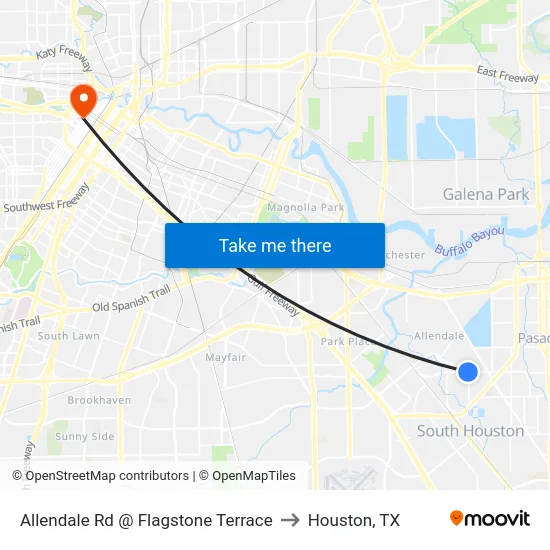 Allendale Rd @ Flagstone Terrace to Houston, TX map