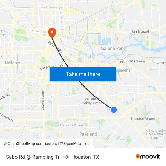 Sabo Rd @ Rambling Trl to Houston, TX map