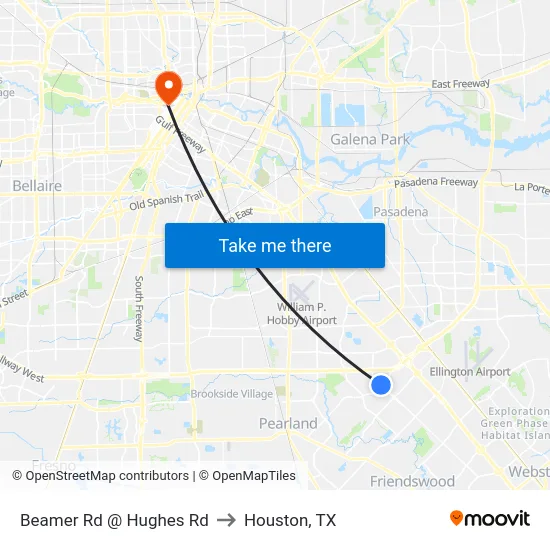 Beamer Rd @ Hughes Rd to Houston, TX map