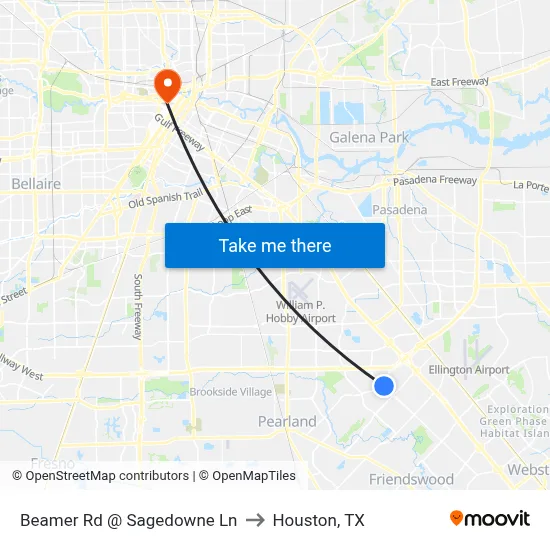 Beamer Rd @ Sagedowne Ln to Houston, TX map