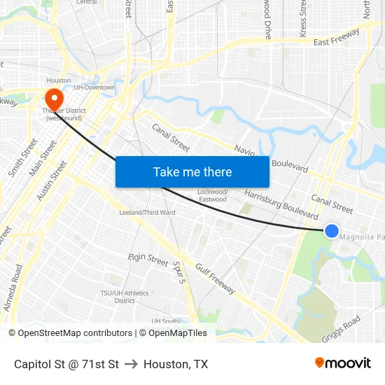 Capitol St @ 71st St to Houston, TX map