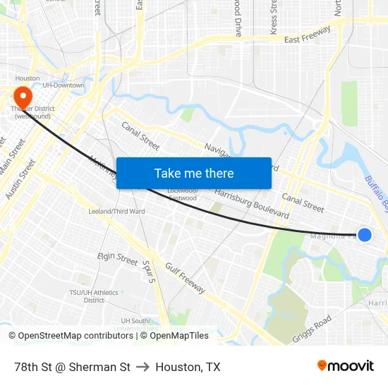78th St @ Sherman St to Houston, TX map