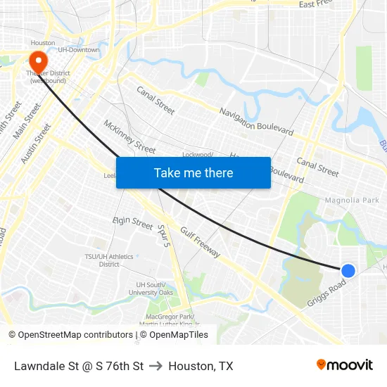 Lawndale St @ S 76th St to Houston, TX map