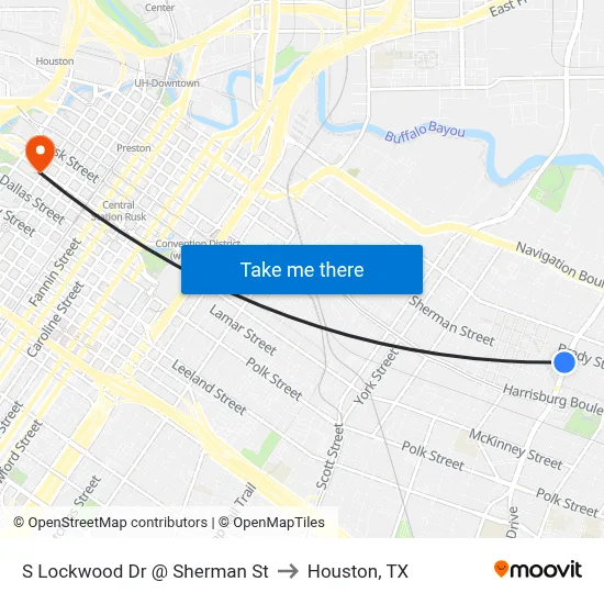 S Lockwood Dr @ Sherman St to Houston, TX map