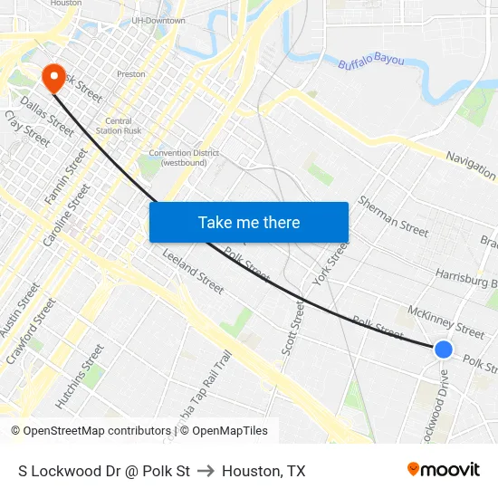 S Lockwood Dr @ Polk St to Houston, TX map