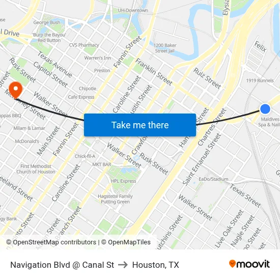 Navigation Blvd @ Canal St to Houston, TX map