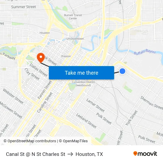 Canal St @ N St Charles St to Houston, TX map
