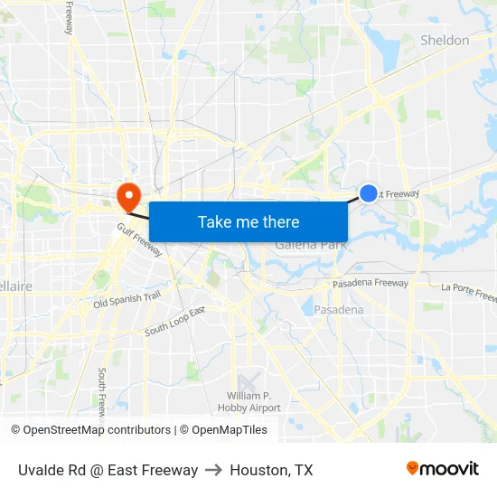 Uvalde Rd @ East Freeway to Houston, TX map
