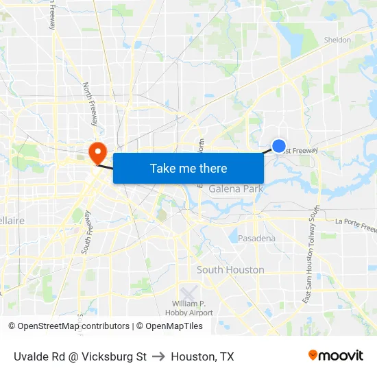 Uvalde Rd @ Vicksburg St to Houston, TX map