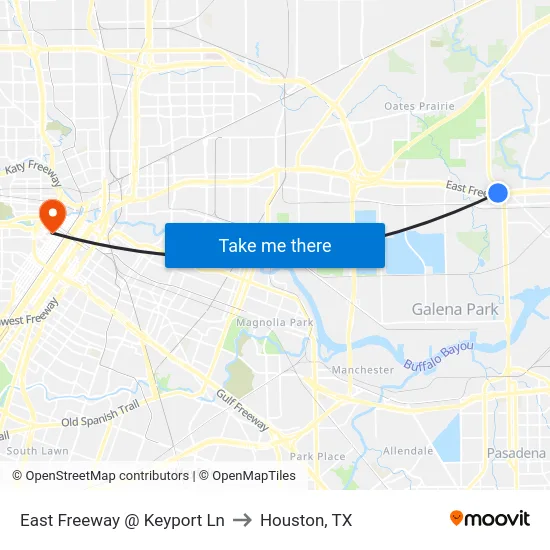 East Freeway @ Keyport Ln to Houston, TX map