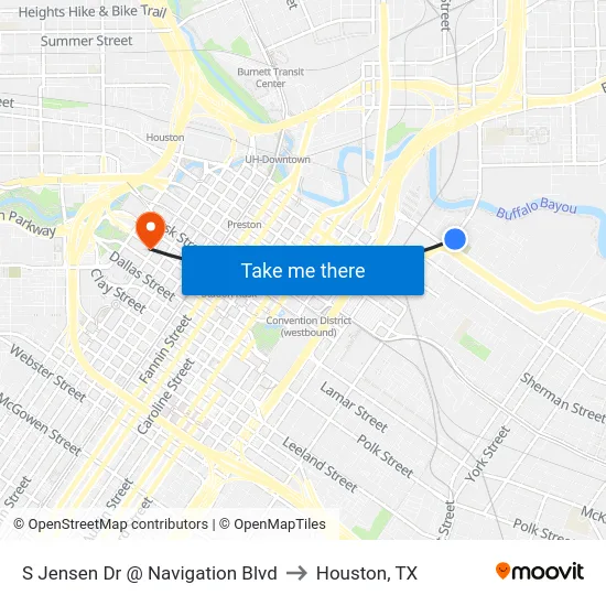 S Jensen Dr @ Navigation Blvd to Houston, TX map