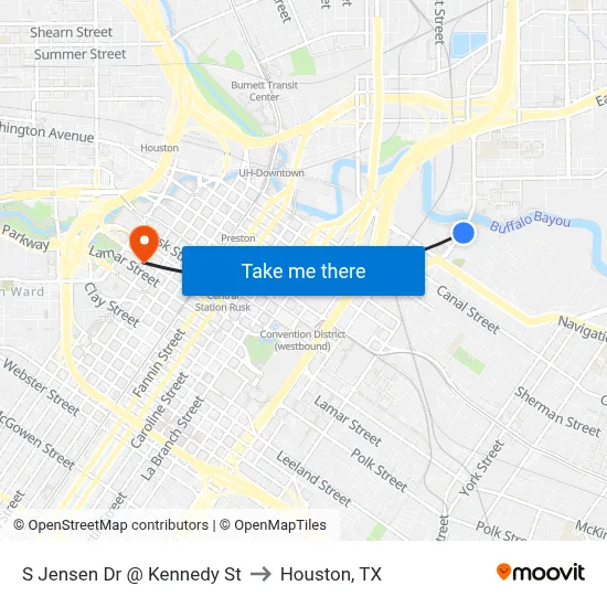 S Jensen Dr @ Kennedy St to Houston, TX map