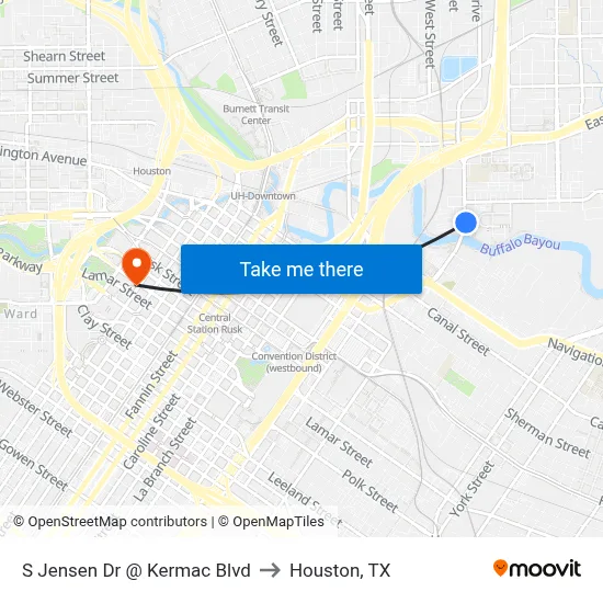 S Jensen Dr @ Kermac Blvd to Houston, TX map
