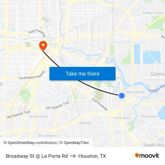 Broadway St @ La Porte Rd to Houston, TX map