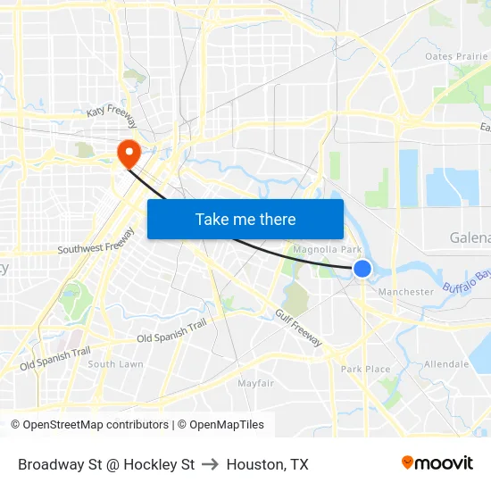 Broadway St @ Hockley St to Houston, TX map