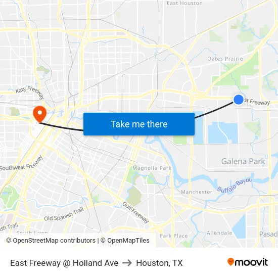 East Freeway @ Holland Ave to Houston, TX map
