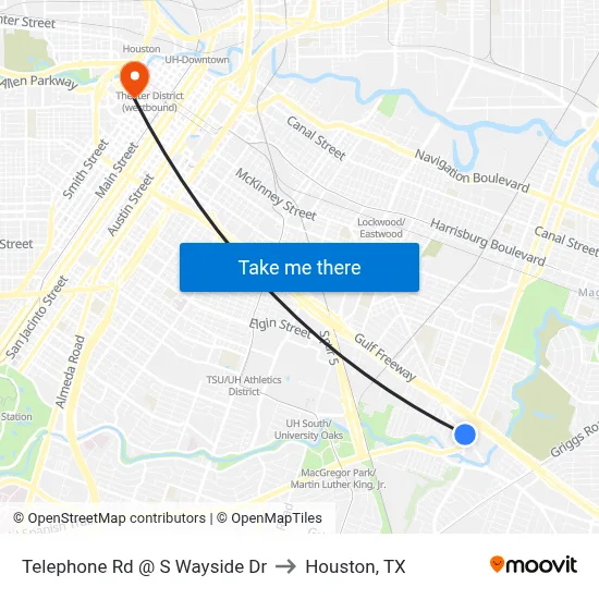 Telephone Rd @ S Wayside Dr to Houston, TX map
