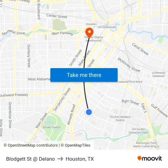 Blodgett St @ Delano to Houston, TX map