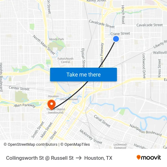 Collingsworth St @ Russell St to Houston, TX map
