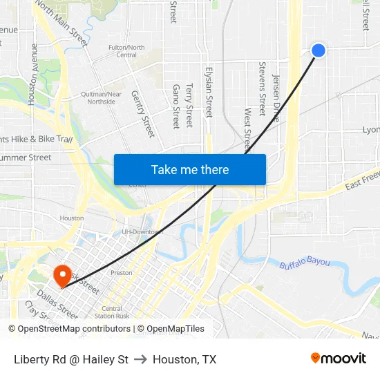 Liberty Rd @ Hailey St to Houston, TX map