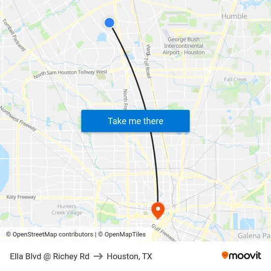 Ella Blvd @ Richey Rd to Houston, TX map