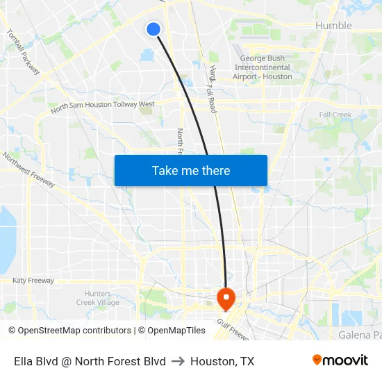 Ella Blvd @ North Forest Blvd to Houston, TX map