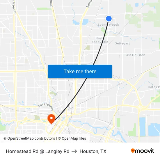 Homestead Rd @ Langley Rd to Houston, TX map