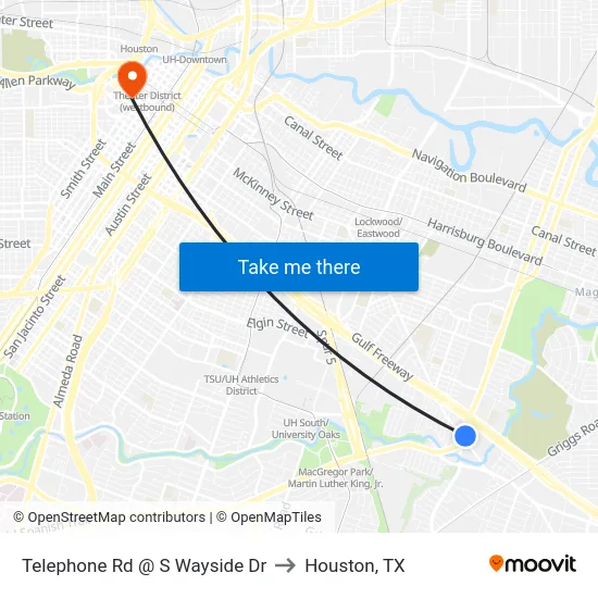 Telephone Rd @ S Wayside Dr to Houston, TX map