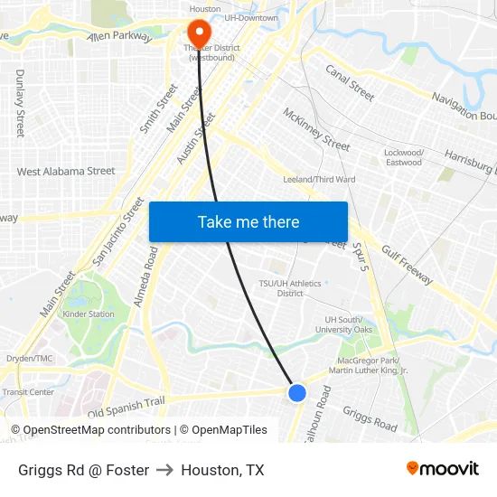 Griggs Rd @ Foster to Houston, TX map