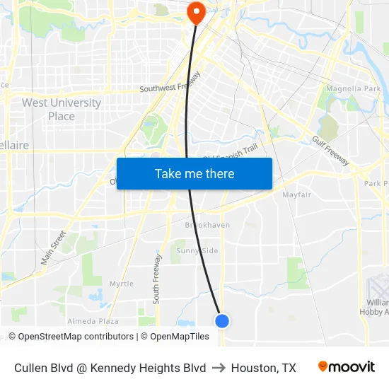 Cullen Blvd @ Kennedy Heights Blvd to Houston, TX map