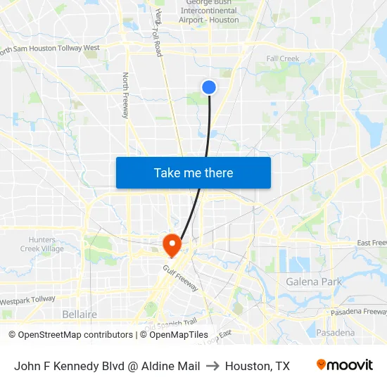 John F Kennedy Blvd @ Aldine Mail to Houston, TX map