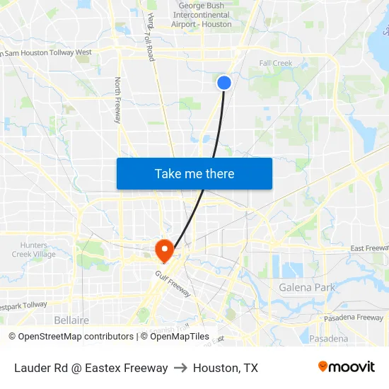 Lauder Rd @ Eastex Freeway to Houston, TX map