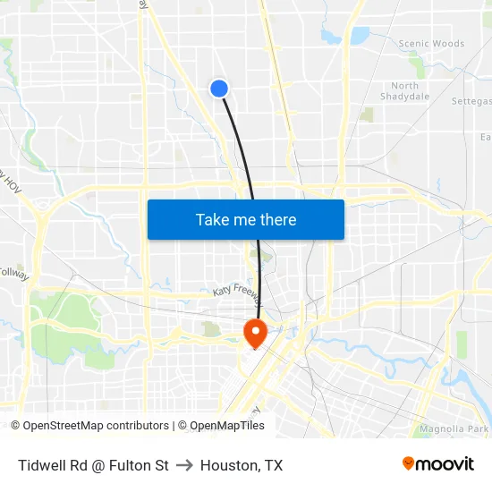 Tidwell Rd @ Fulton St to Houston, TX map