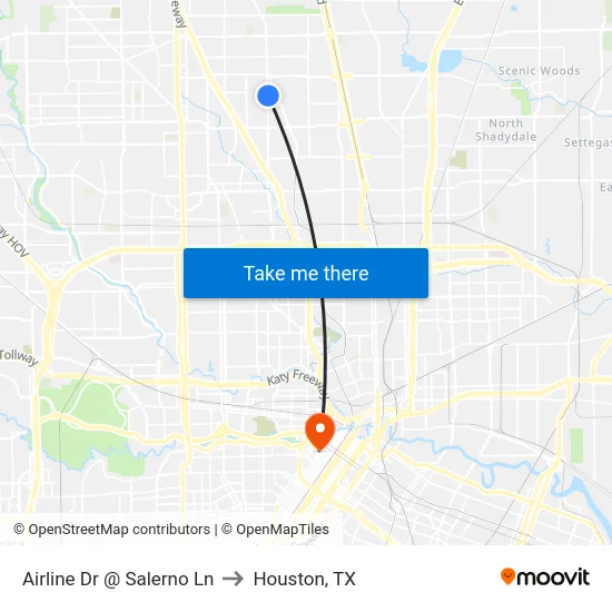 Airline Dr @ Salerno Ln to Houston, TX map