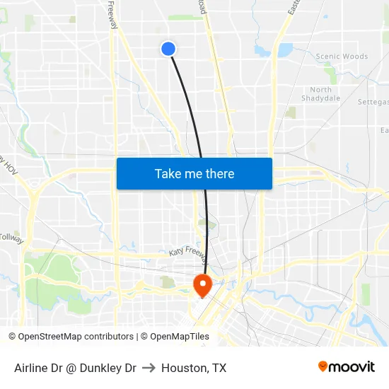 Airline Dr @ Dunkley Dr to Houston, TX map
