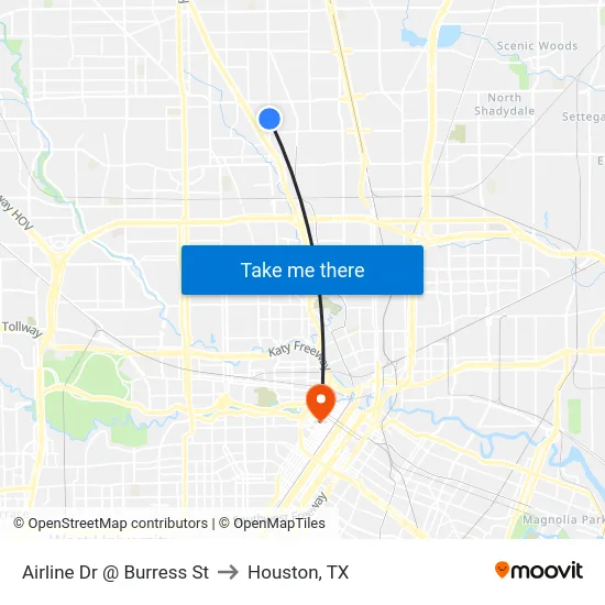 Airline Dr @ Burress St to Houston, TX map
